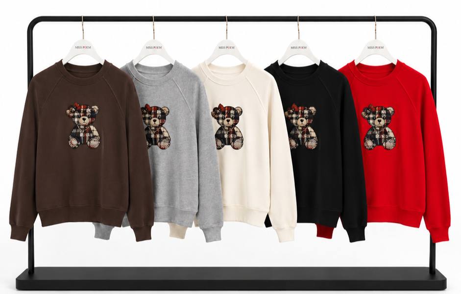 SWEAT ÖNÜNDE YAMALI AYICIK BASKI+TAŞ ÇAKIM görsel 2