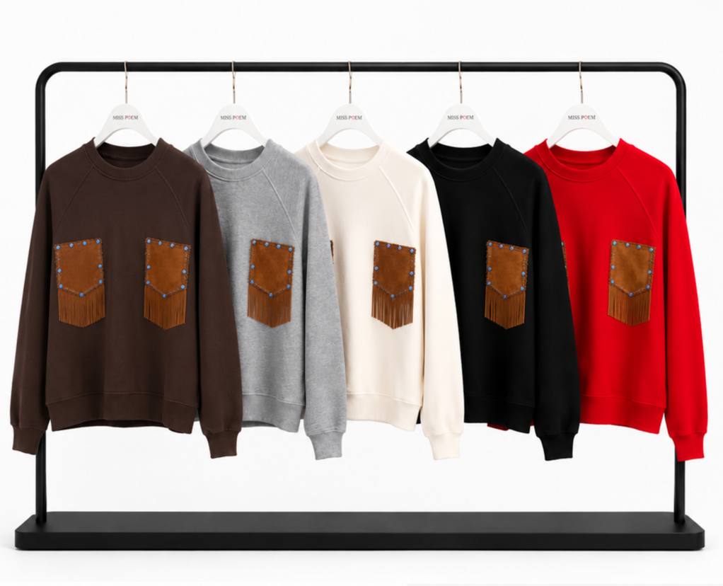 REGLAN KOL SWEAT ÖNÜNDE 2 AD PÜSK.CEP BAS+TAŞ ÇAKIM görsel 2