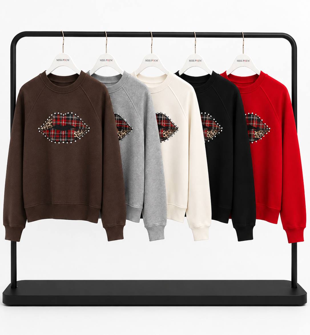SWEAT ÖNÜNDE YAMALI DUDAK BASKI+TAŞ ÇAKIM görsel 2
