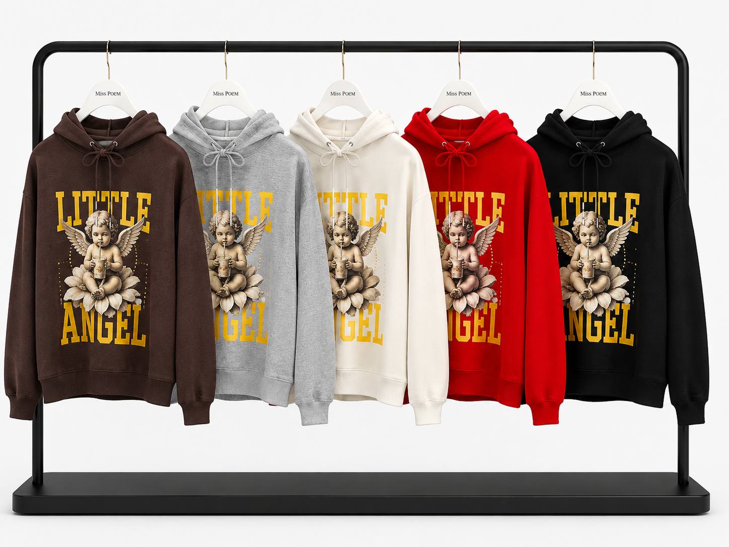 KAPŞONLU SWEAT LITTLE ANGEL MELEK BASKI+TAŞ CAKIM görsel 2