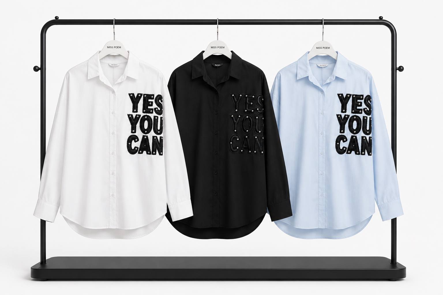 GÖMLEK ÖNÜNDE YES YOU CAN BASKI+TAŞ ÇAKIM görsel 2