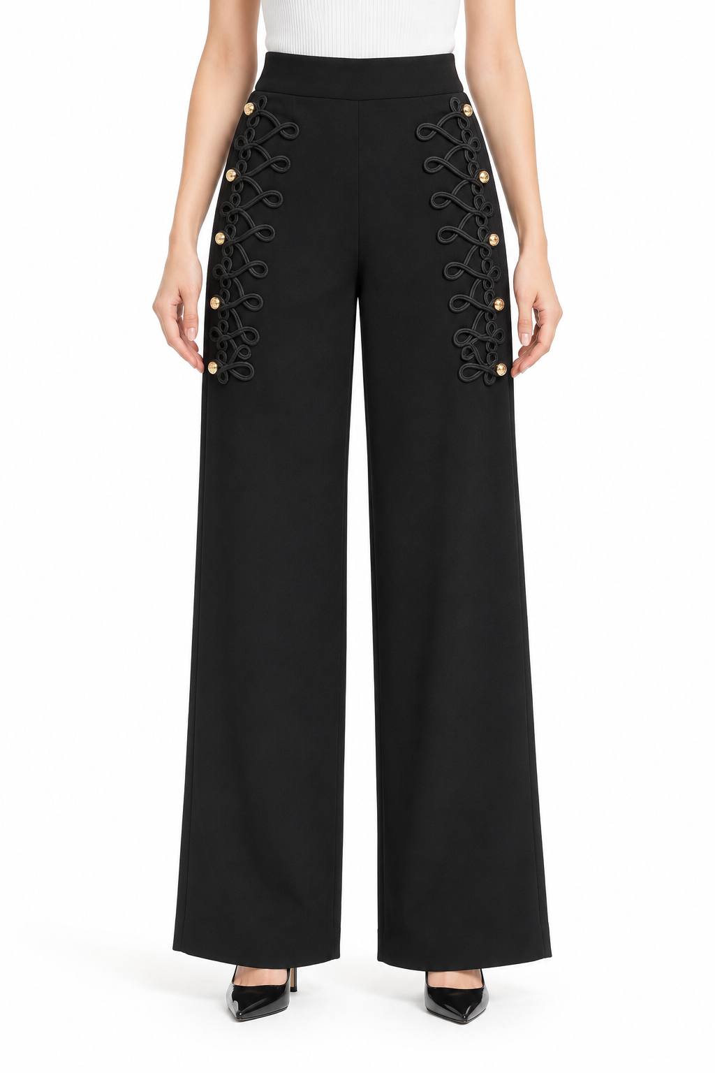 GENİŞ PAÇA PANTALON 2 TARAF ÇİÇEK SARMAŞIK AKS